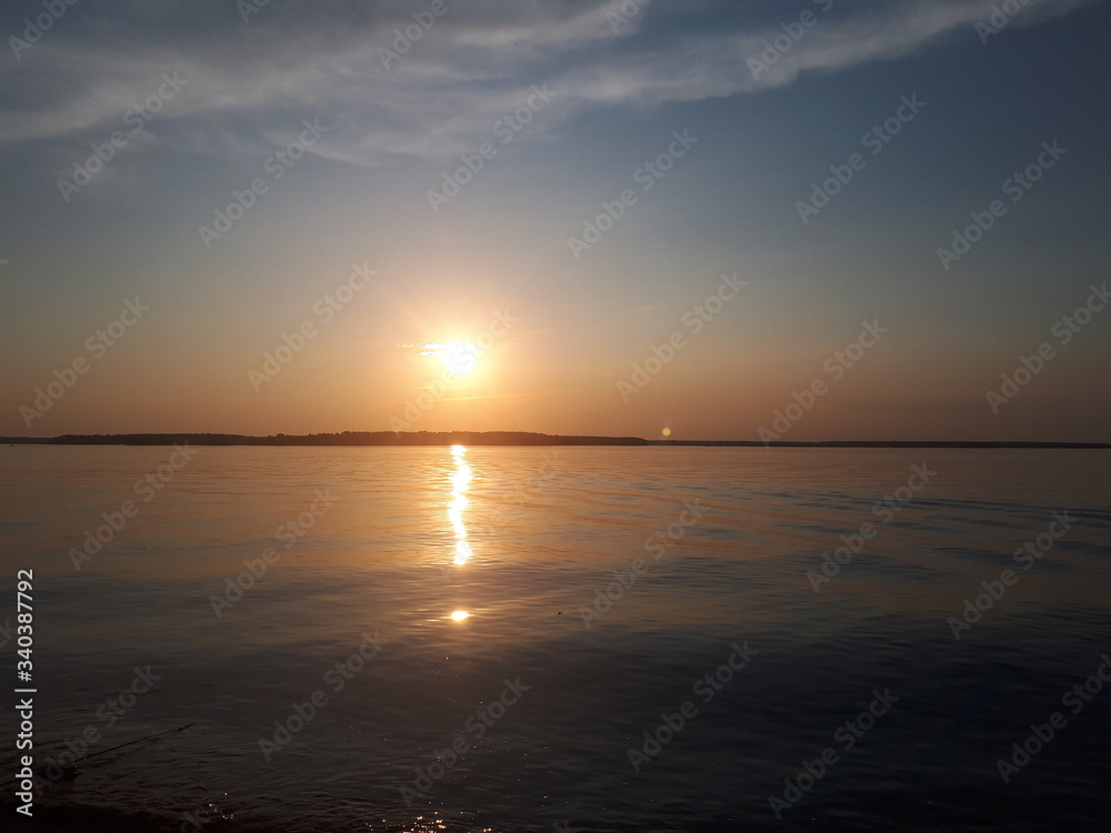 sunset over the river