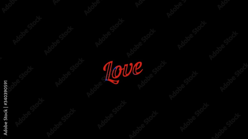 Liquid Effect over flat saturated red and blue Love word on an animated typographic fluid 4k text composition with black background. Liquid Effect over flat saturated red and blue Love word on an animated typographic fluid 4k text composition with black background.