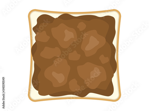 チョコレートをぬった食パンのイラスト