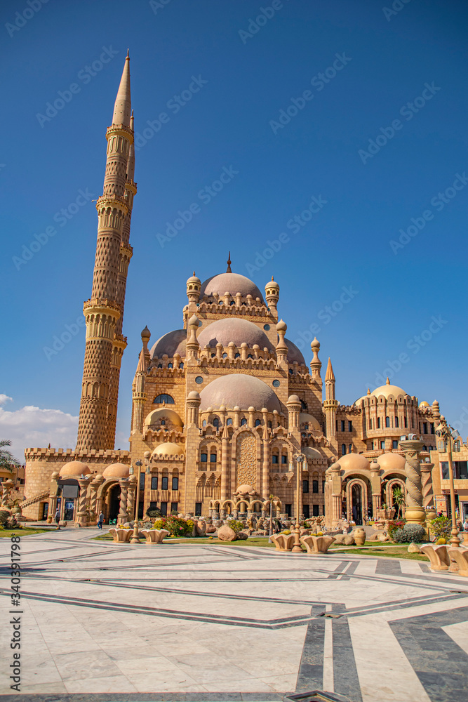Beautiful Al Sahaba Mosque in Old Town of Sharm El Sheikh in Egypt