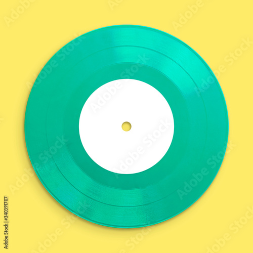 Vinyl Record Music, close up, blank for customisation of label, isolated and presented in punchy pastel colors, for nostalgic retro creative design