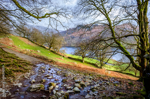 A view of Rydal water in the Lake District taken from the coffin road towards Grasmere. 