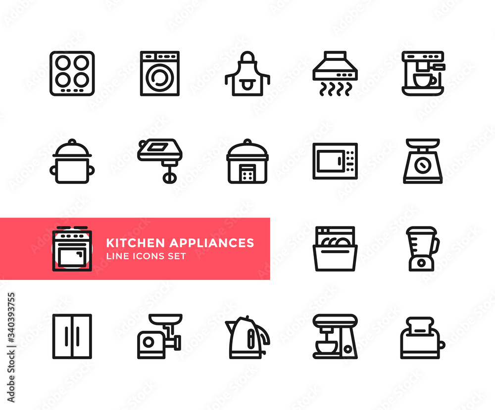 Kitchen appliances vector line icons. Simple set of outline symbols, graphic design elements. Pixel Perfect Kitchen appliances vector line icons. Simple set of outline symbols, graphic design elements. Pixel Perfect