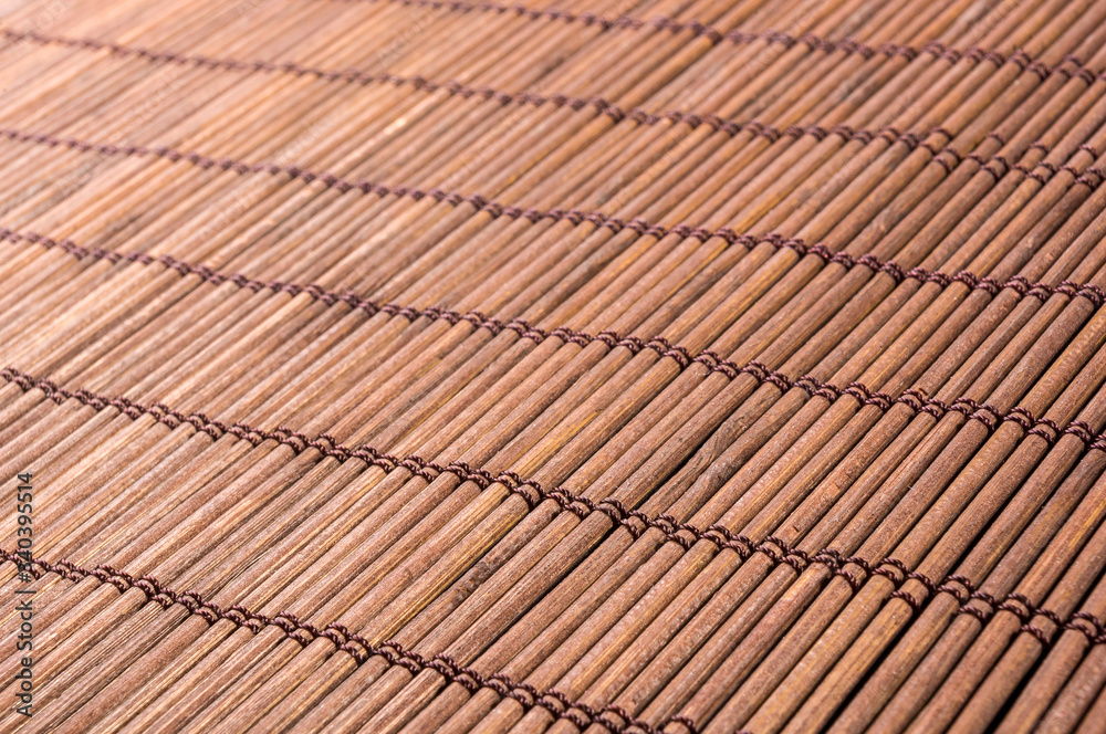 brown bamboo Mat - stand food, close-up, macro brown bamboo Mat - stand food, close-up, macro