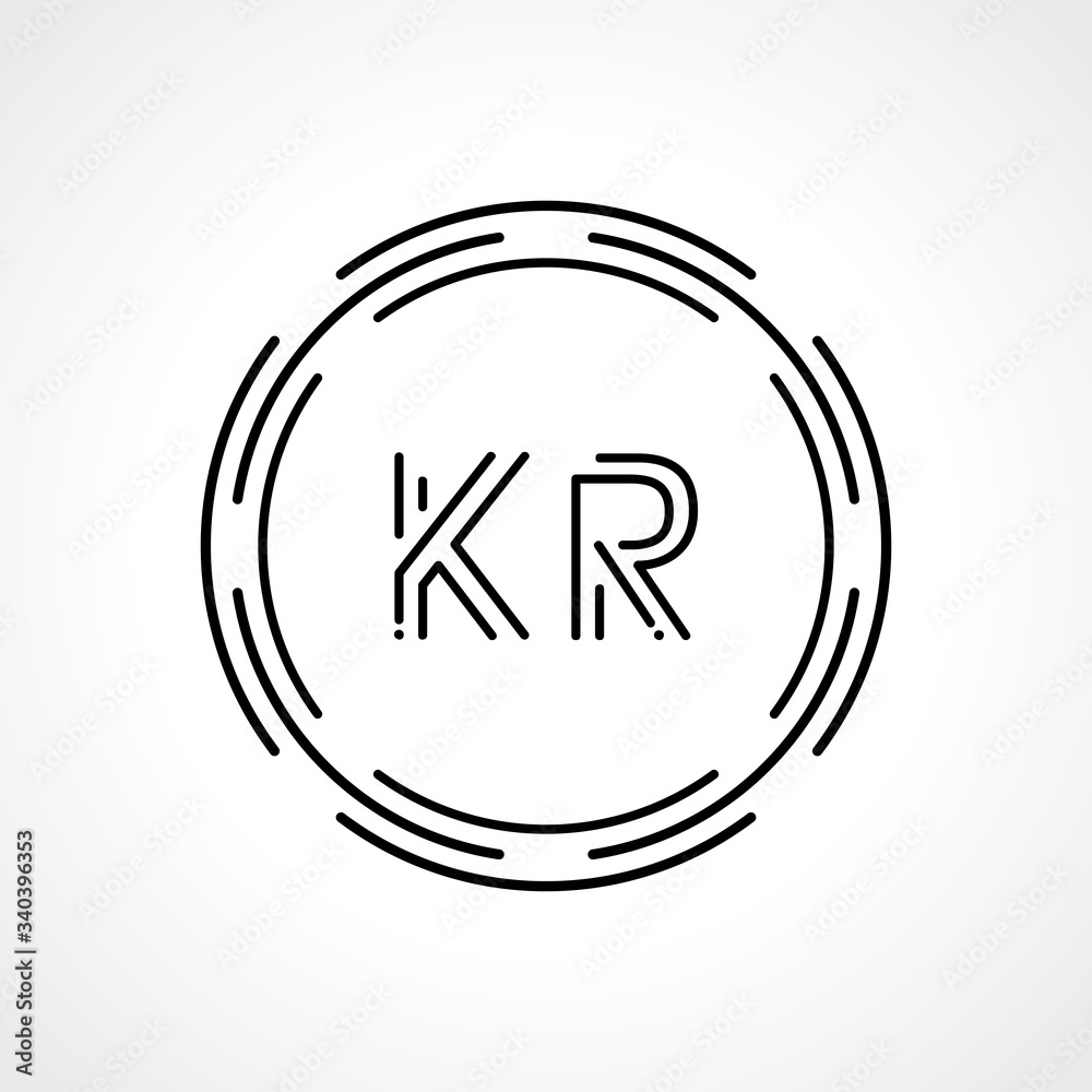 Initial Letter KR Logo Design vector Template. Digital Abstract KR Circle Logo Design Vector Illustration Initial Letter KR Logo Design vector Template. Digital Abstract KR Circle Logo Design Vector Illustration