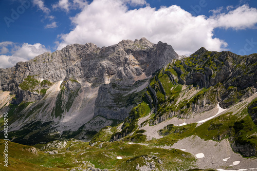 Durmitor Mountains (around: Stit, Sareni Pasovi, Bobotov Kuk). Durmitor National Park, Balkans Dinaric Alps, UNESCO World Heritage site. Montenegro, Europe.