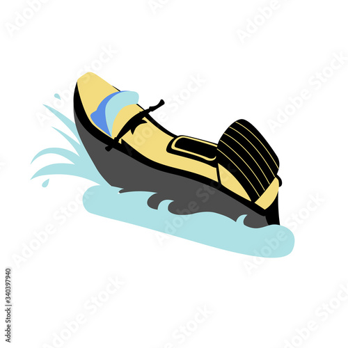 yellow and black jet ski in cartoon style