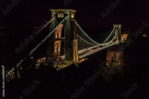 Suspension bridge at night