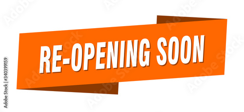 re-opening soon banner template. re-opening soon ribbon label sign