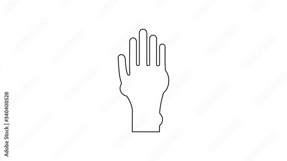 Black line Hand with psoriasis or eczema icon isolated on white background. Concept of human skin response to allergen or chronic body problem. 4K Video motion graphic animation Black line Hand with psoriasis or eczema icon isolated on white background. Concept of human skin response to allergen or chronic body problem. 4K Video motion graphic animation