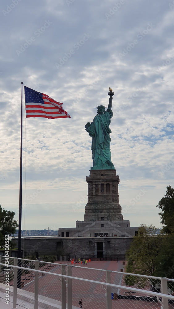 Flag and Statue of Liberty