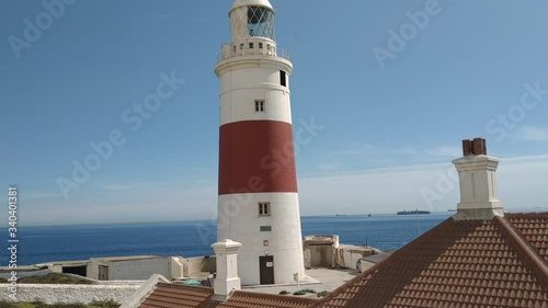 GIBRALTAR, UK - OCTOBER 21, 2019: casual view on the Gibraltar lighthouse at sun autumn day