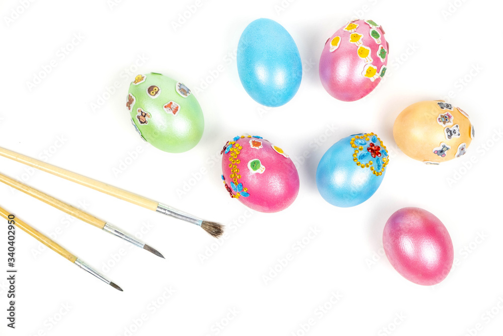 colorful eggs on white