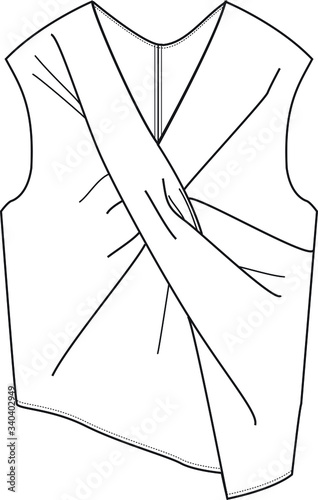 KNOTTED  TOP. Womens Top Fashion Flat Sketch Template vector
