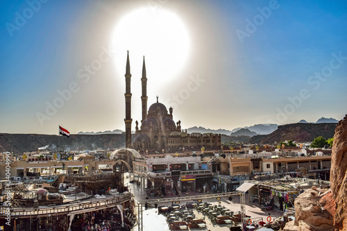 Beautiful Al Sahaba Mosque at sunny day,  Old Town of Sharm El Sheikh in Egypt