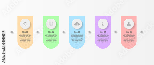 Business infographic time line with logo on header, Flowchart Template