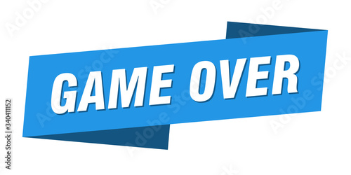 game over banner template. game over ribbon label sign