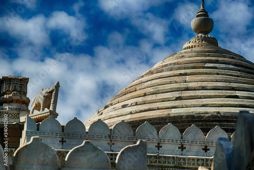 Exterior towers and columns of  Chaturmukha Dharana Vihara   Jain temple photo