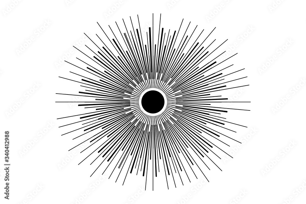 Mystic eye are on the circle belong of which the rays of the sun. Religion philosophy, spirituality, occultism, chemistry, science, magic. Isolated vector illustration.