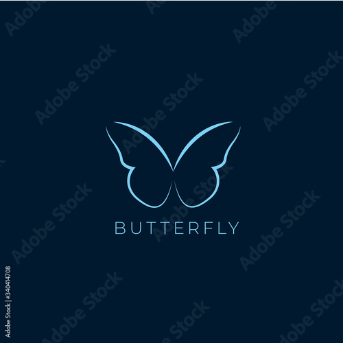 butterfly line feminine logo design  template