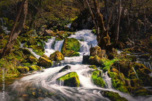 Fototapeta Naklejka Na Ścianę i Meble -  Waterfall on the river in early spring. Grza river in Serbia.