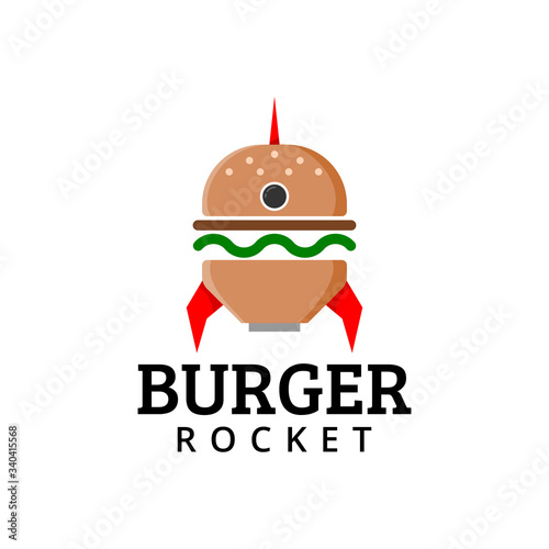 rocket burger logo design vector