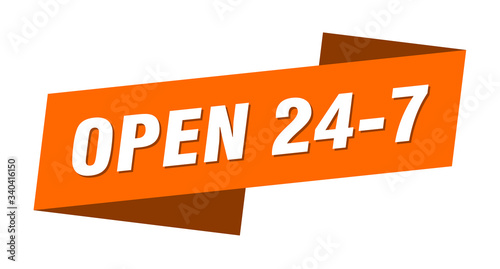 open 24 7 banner template. open 24 7 ribbon label sign