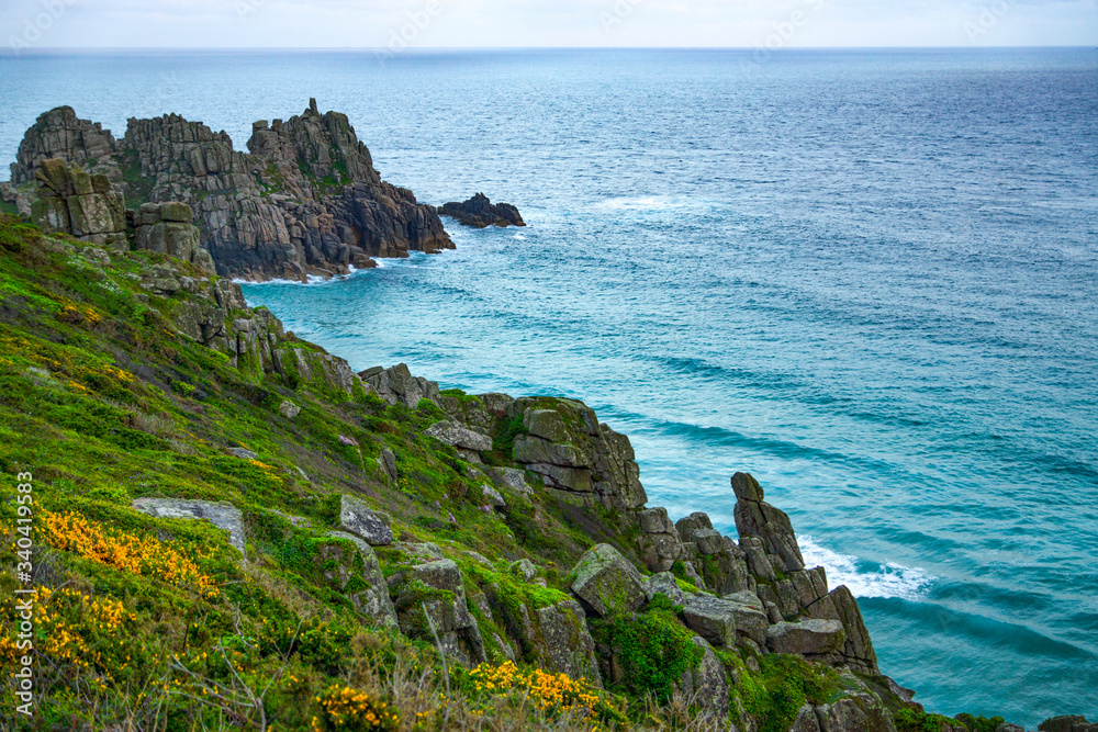 Cornish coastal scene spring 2