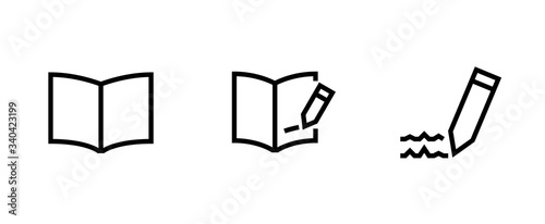 Set book or workbook icon. Editable Vector Outline.
