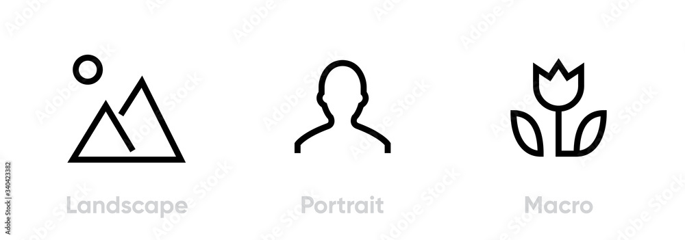 Landscape, Portrait, Macro icon. Editable Line Vector.