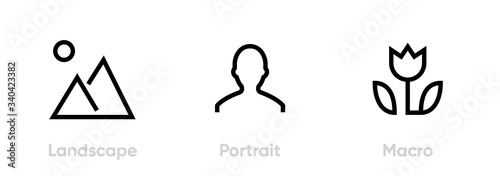 Landscape, Portrait, Macro icon. Editable Line Vector.