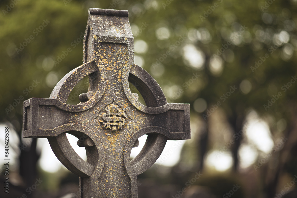 GLASNEVIN CEMETERY, Old graveyard with Celtic cross gravestones , Celtic cross Dublin Ireland