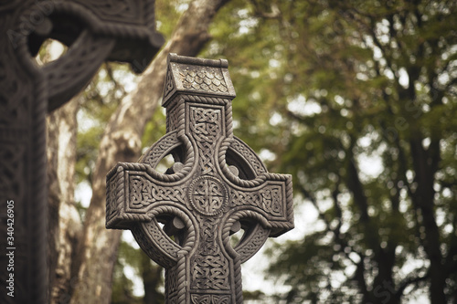 GLASNEVIN CEMETERY, Old graveyard with Celtic cross gravestones , Celtic cross Dublin Ireland
