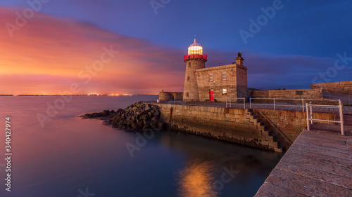 The Baily Lighthouse, Howth. co. Dublin, Baily Lighthouse on Howth cliffs, View of the Baily Lighthouse from the cliff 