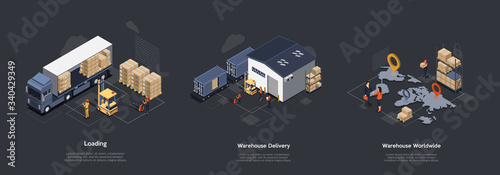 Photo Isometric Warehouse Work Process Concept