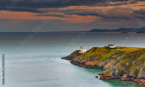 The Baily Lighthouse, Howth. co. Dublin, Baily Lighthouse on Howth cliffs, View of the Baily Lighthouse from the cliff 