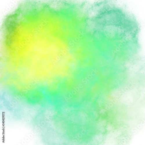 Yellow light green stains of watercolor paint with a gradient. Abstract backdrop wallpaper background, beautiful texture stains of paint