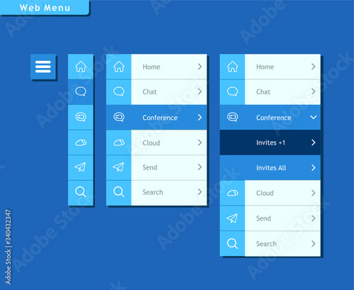 web menu. Illustration of a web button menu for website or video conference