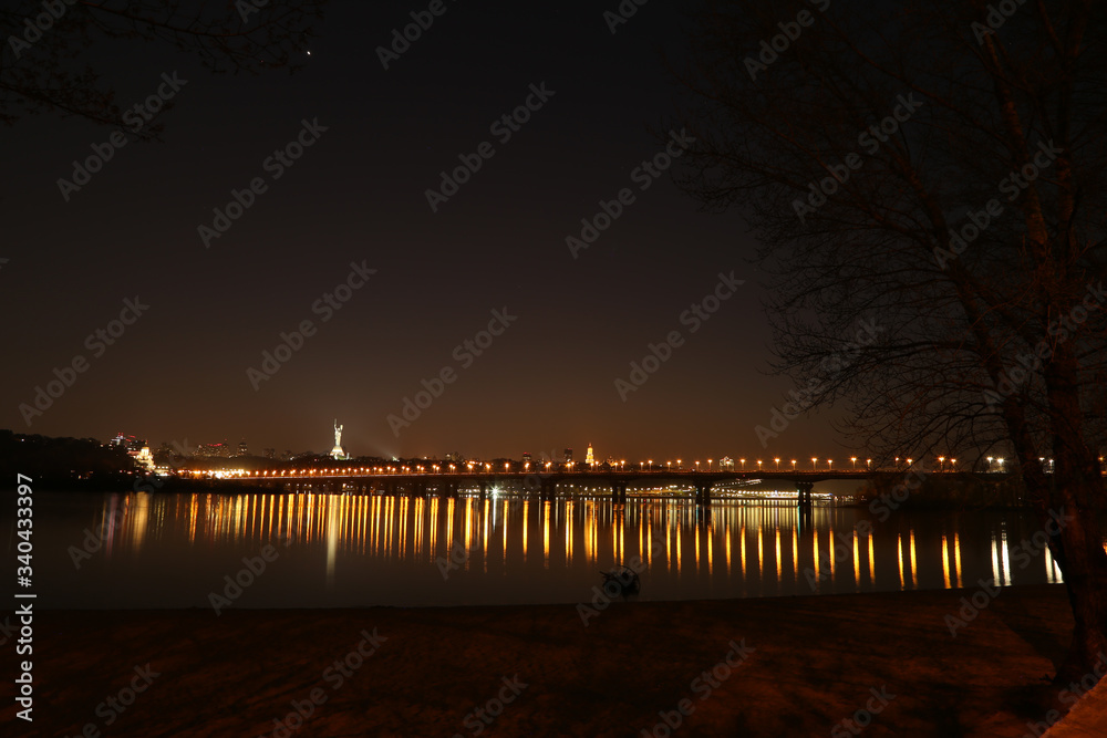 Landscape of evening Kiev and the Dnieper River