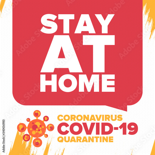 Coronavirus quarantine design. Covid-19 infection. Epidemic warning, virus protection time.  Control and pandemic prevention. Medical health care design. Stay safety. Emergency poster concept