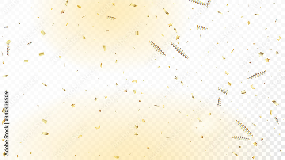 Modern Gold Explosion, Stars, Streamers, Tinsel Burst. Cool Glamour Christmas, New Year, Birthday Party Holiday Pattern. Horizontal Lights Glitter Background. Gold Explosion, Streamers Burst.