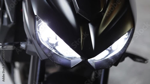 Details on motorcycle led lights on photo