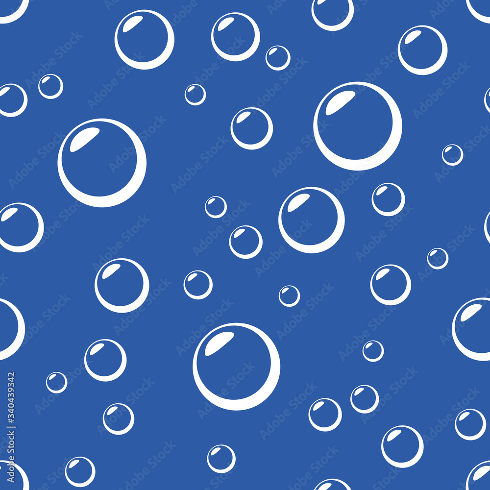 Vector seamless background with bubbles on a blue background.