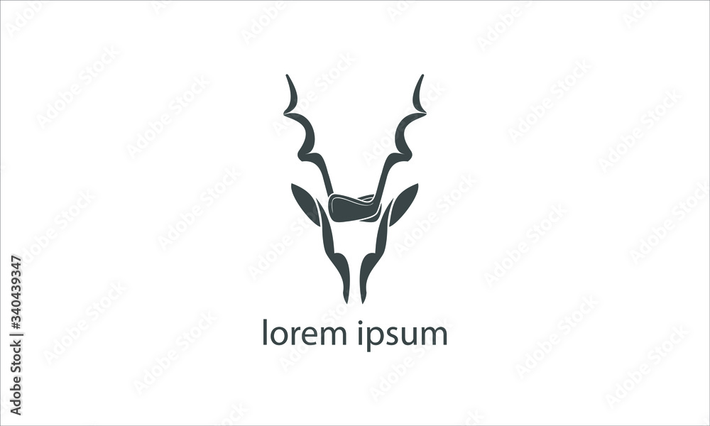 simple Silhouette kudu with golf clubs that form horns, for hobbies, sport. simple Silhouette kudu with golf clubs that form horns, for hobbies, sport.