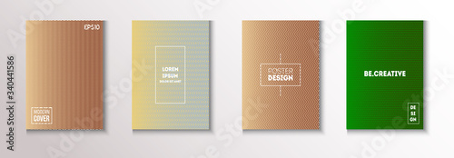 Folded Minimal Cover Vector Set. Glam Magazine Page. 80s Neon Music 