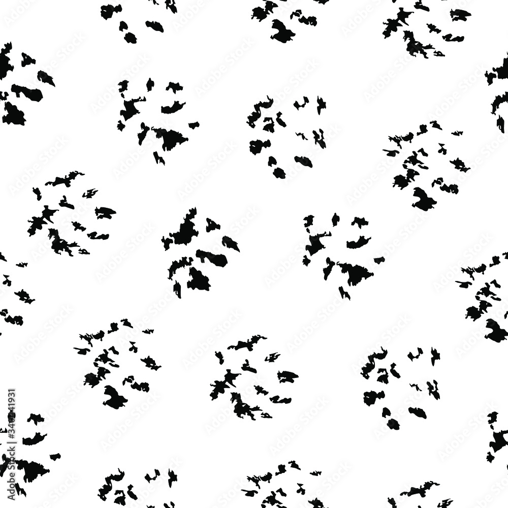 Vector seamless pattern with dry brush prints/ Hand drawn texture/ Abstract background in black and white