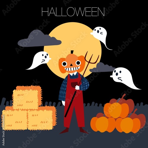 pumpkin man halloween illustration