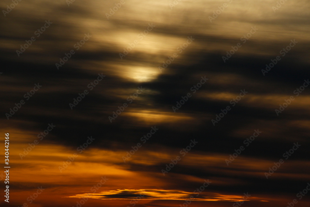 sunset afternoon landscape with clouds