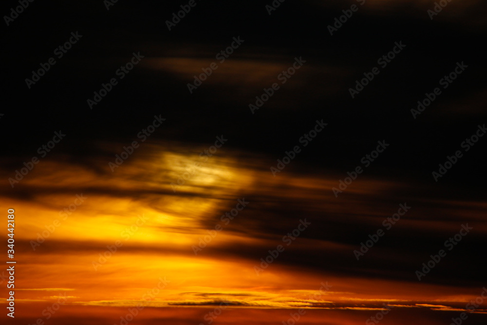 sunset afternoon landscape with clouds