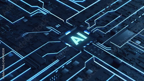Animation of Neural Network Abstract Artificial Intelligence, power Button of AI. Deep-learning modern computer Technologies, Abstract futuristic Electronic digital Animation and big data concept.
